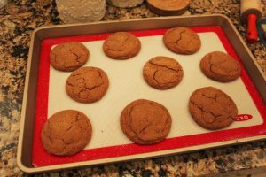 ginger molasses cookies on baking tray