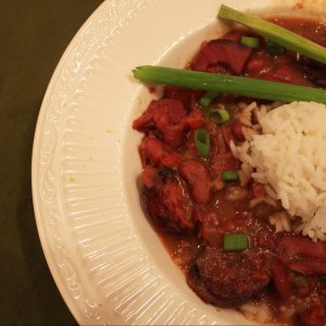 red beans and rice in dish