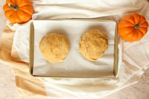 pumpkin scone dough on pan