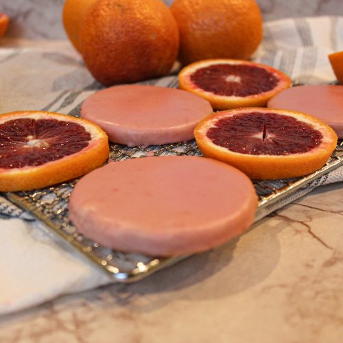 Blood orange cookies and blood oranges